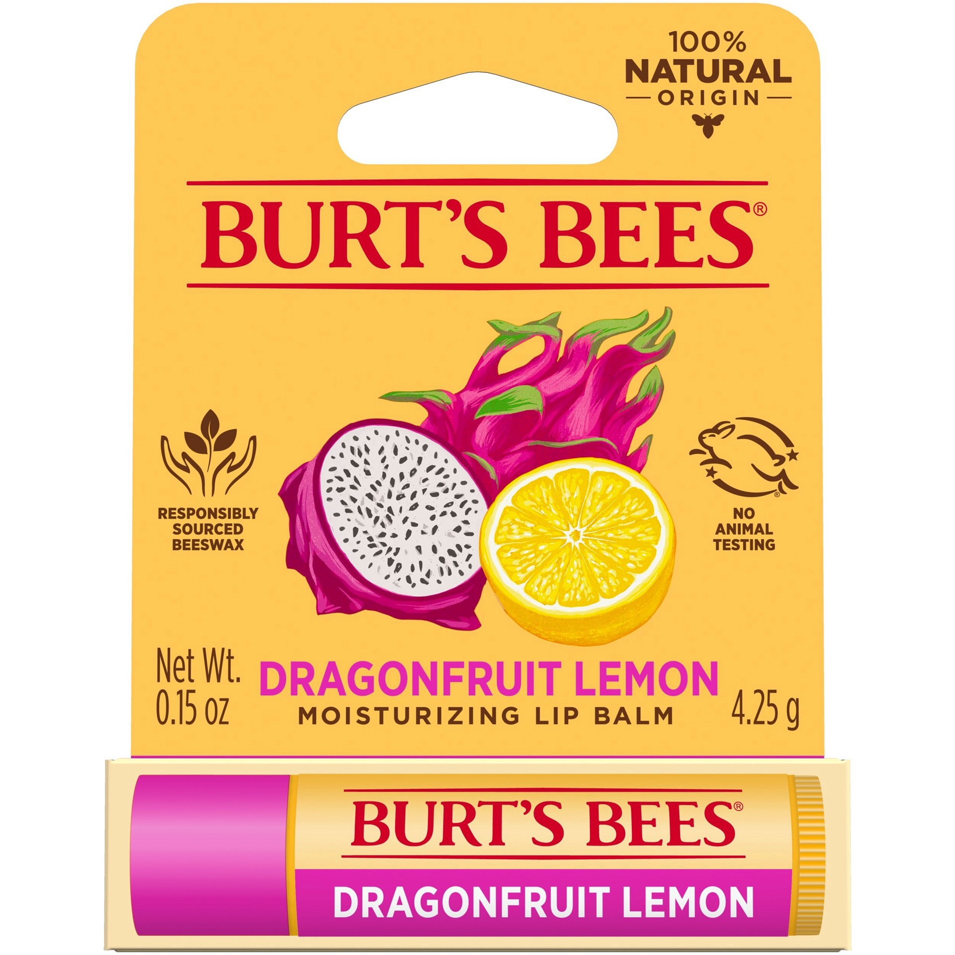 slide 5 of 15, Burt's Bees Moisturizing Dragonfruit Lemon Lip Balm, 0.15 oz