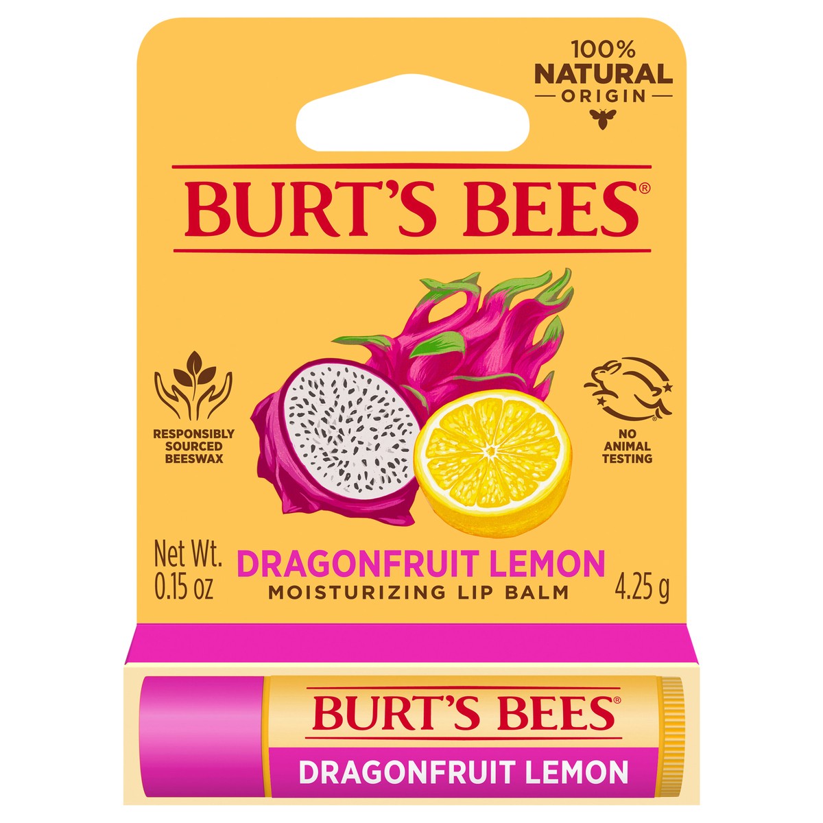 slide 1 of 15, Burt's Bees Moisturizing Dragonfruit Lemon Lip Balm, 0.15 oz