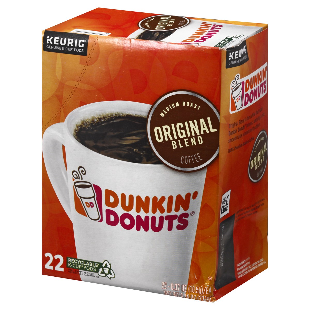 slide 3 of 9, Dunkin' Medium Roast K-Cup Pods Original Blend Coffee 22 ea, 22 ct