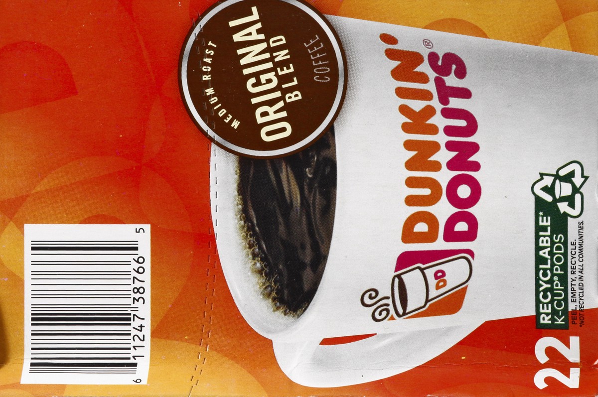 slide 8 of 9, Dunkin' Medium Roast K-Cup Pods Original Blend Coffee 22 ea, 22 ct