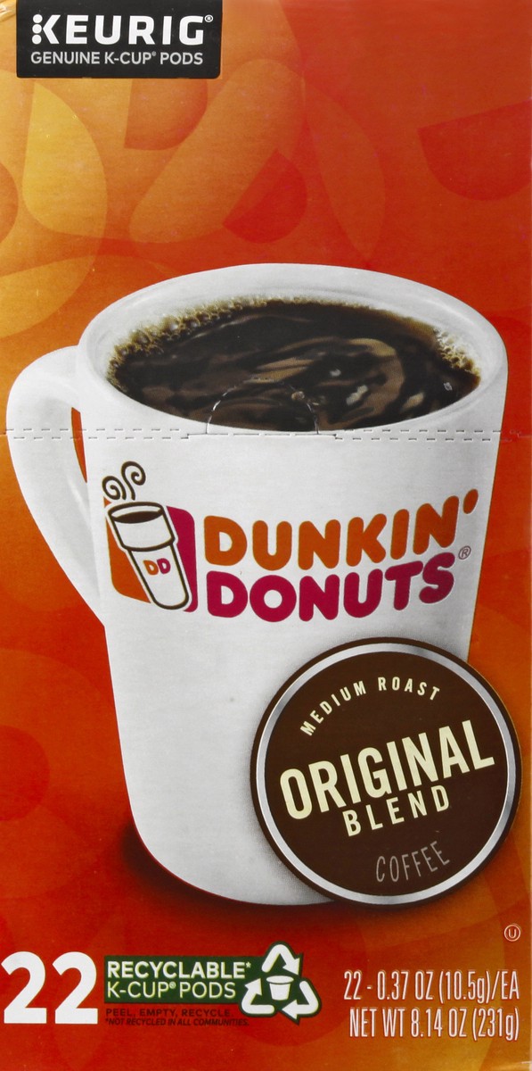 slide 5 of 9, Dunkin' Medium Roast K-Cup Pods Original Blend Coffee 22 ea, 22 ct