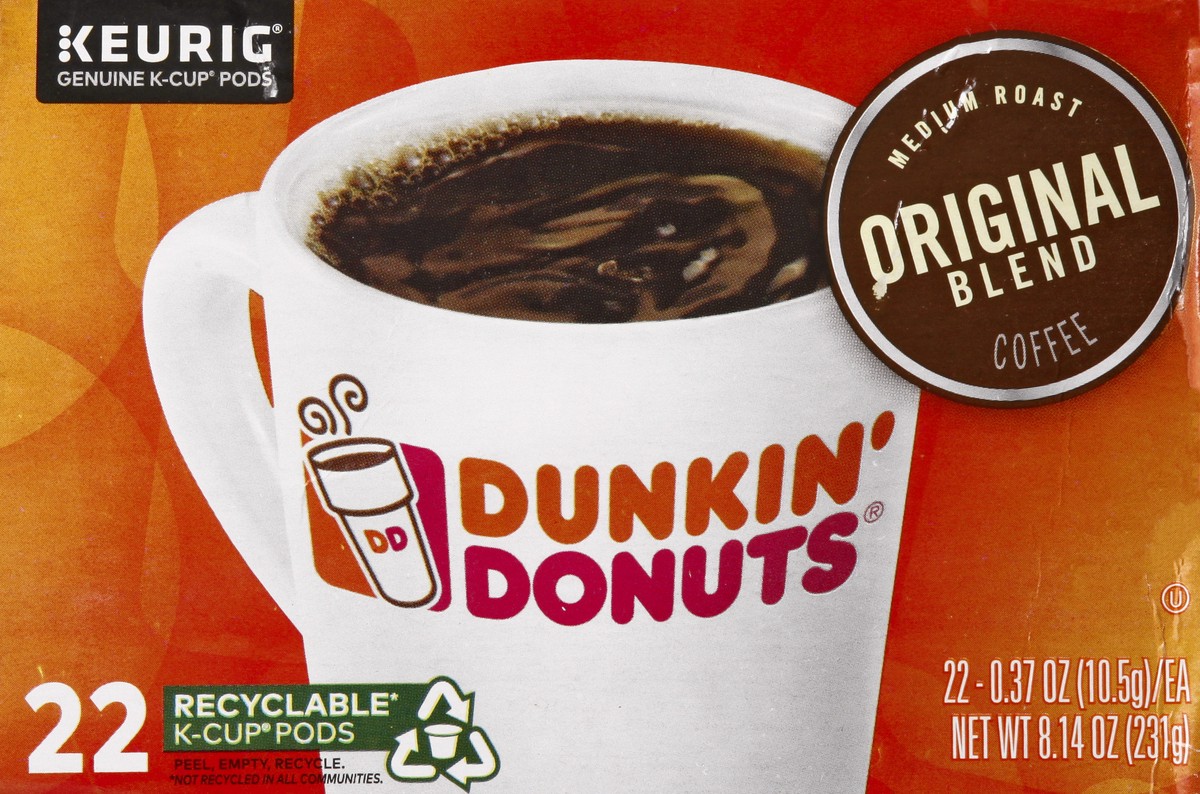 slide 9 of 9, Dunkin' Medium Roast K-Cup Pods Original Blend Coffee 22 ea, 22 ct
