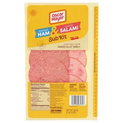 Oscar Mayer Sub Kit with Smoked Ham and Water Product & Cotto Salami Sliced Deli Lunch Meat, 28 oz Pack