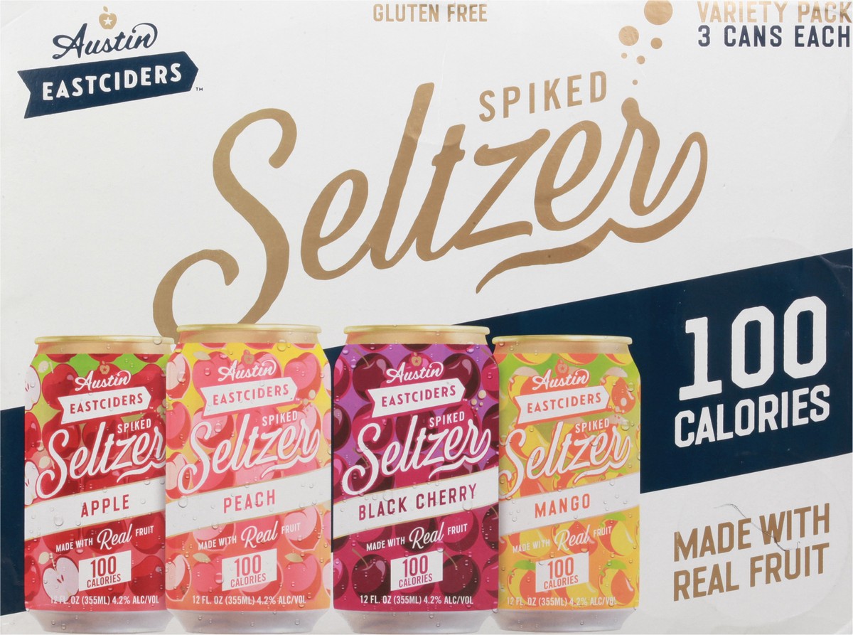 slide 1 of 12, Austin Eastciders Spiked Seltzer Variety, 12 ct