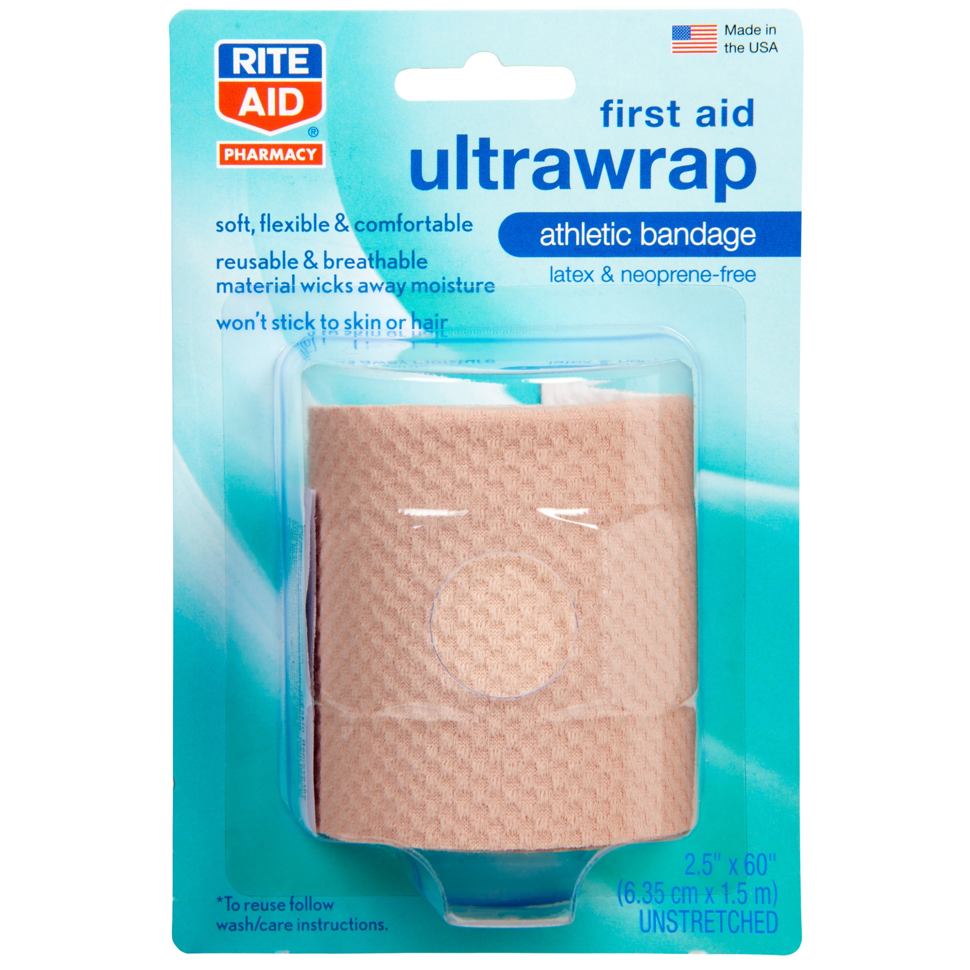 slide 1 of 1, Rite Aid First Aid Ultrawrap Athletic Bandage, 2.5 in x 60 in
