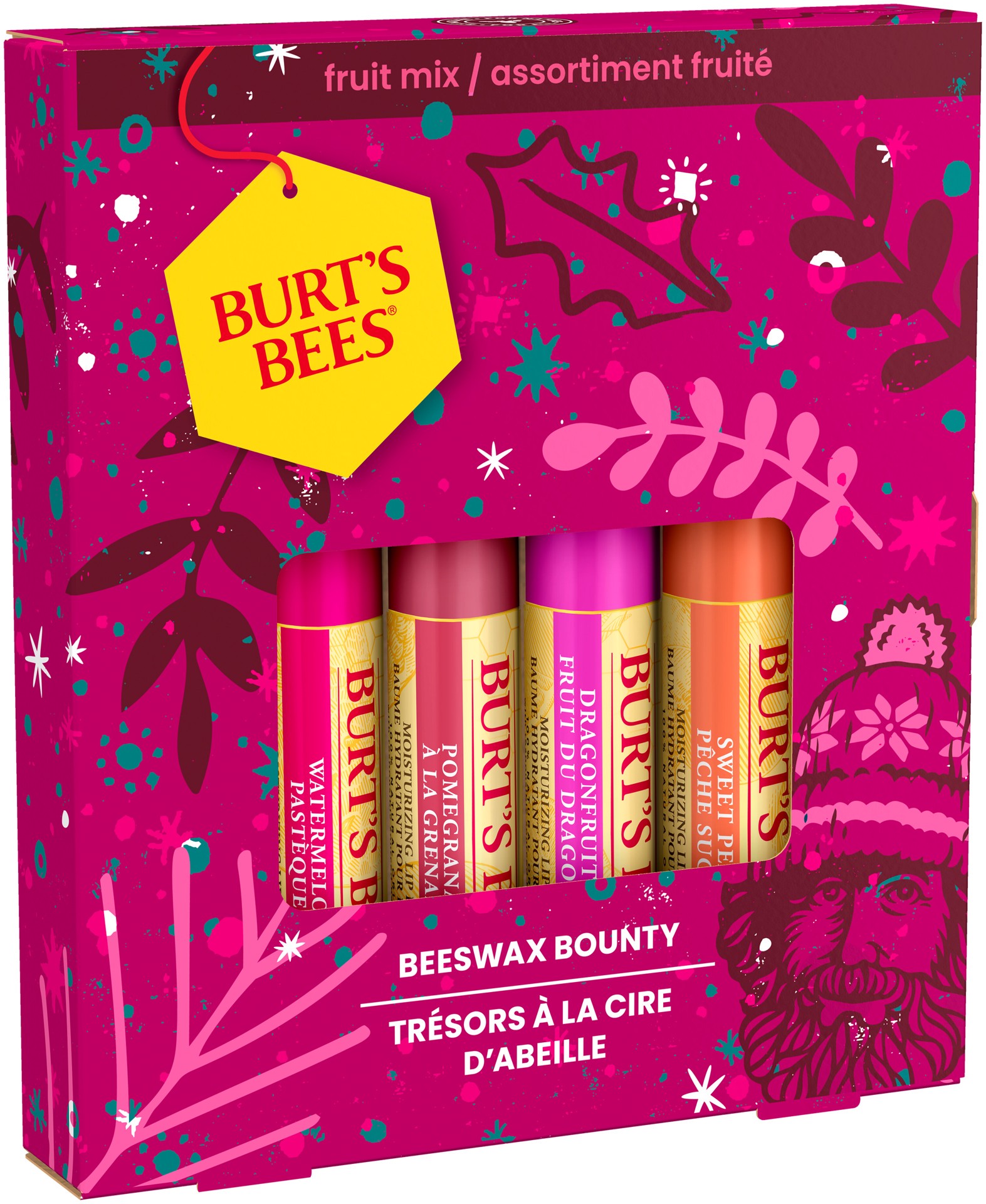 slide 2 of 5, Burt's Bees Beeswax Bounty Fruit Mix Lip Balm Gift Set, Natural Origin Lip Care, 4 Tubes, 0.15 oz., 1 ct