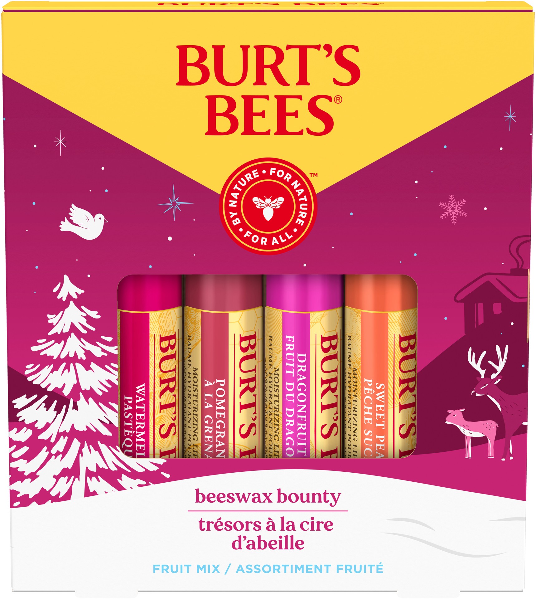 slide 1 of 5, Burt's Bees Beeswax Bounty Fruit Mix Lip Balm Gift Set, Natural Origin Lip Care, 4 Tubes, 0.15 oz., 1 ct