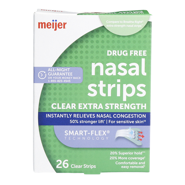 slide 1 of 1, Meijer Extra Strengh Clear Nasal Strips, 26 ct