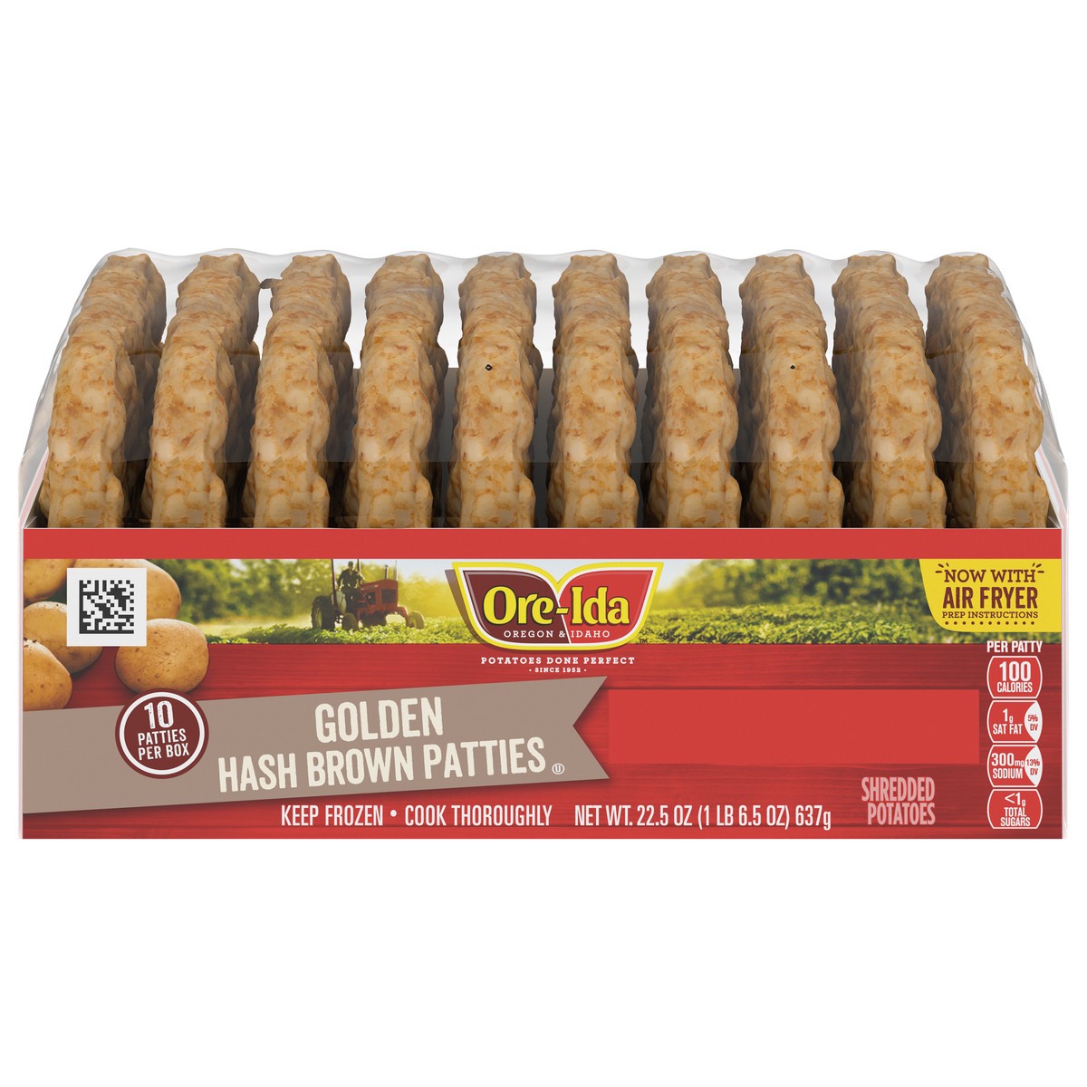 slide 1 of 5, Ore-Ida Golden Hash Brown Patties Shredded Frozen Potatoes, 10 ct Box, 10 ct