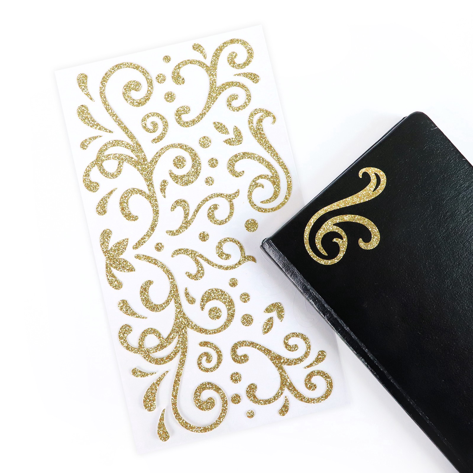 slide 2 of 5, Gold Glitter Swirl Stickers By Recollections, 4 in x 8.5 in