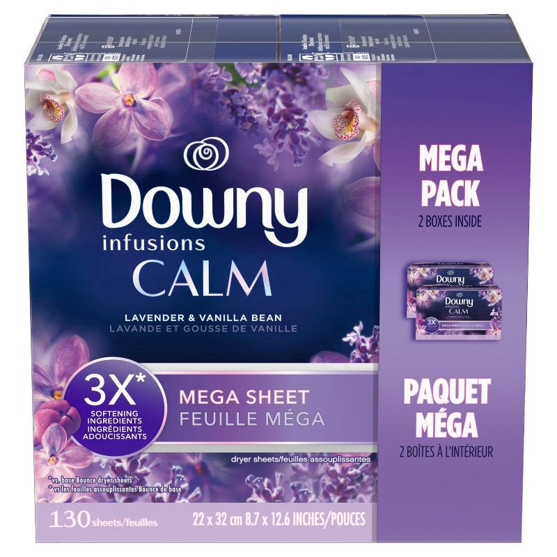 slide 2 of 5, Downy Infusions Mega Sheet Calm, 130 ct