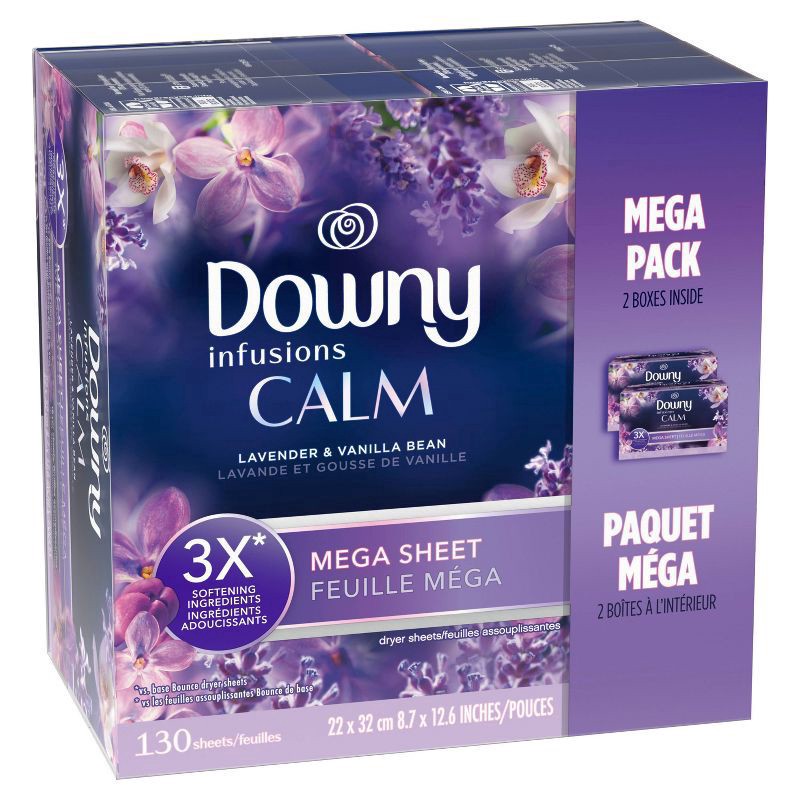 slide 4 of 5, Downy Infusions Mega Sheet Calm, 130 ct