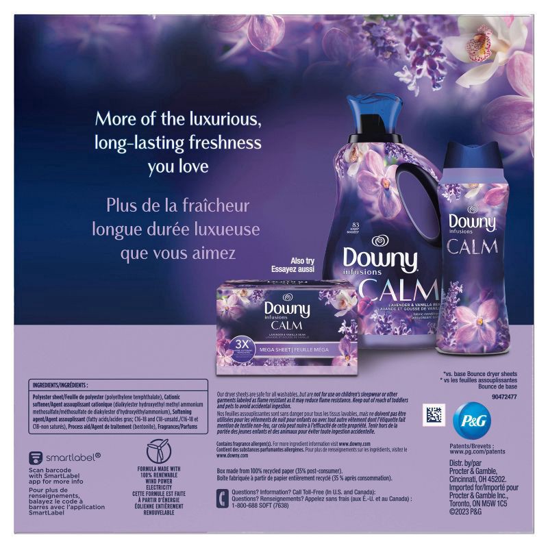 slide 3 of 5, Downy Infusions Mega Sheet Calm, 130 ct