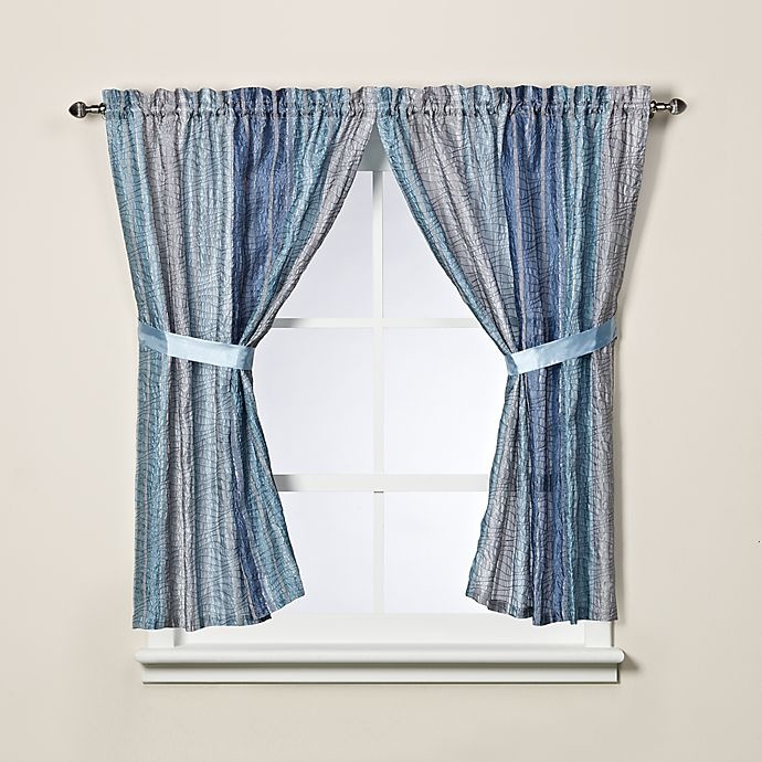 slide 1 of 1, Manor Hill 45-Inch Sierra Bath Window Curtain Panels - Blue, 2 ct