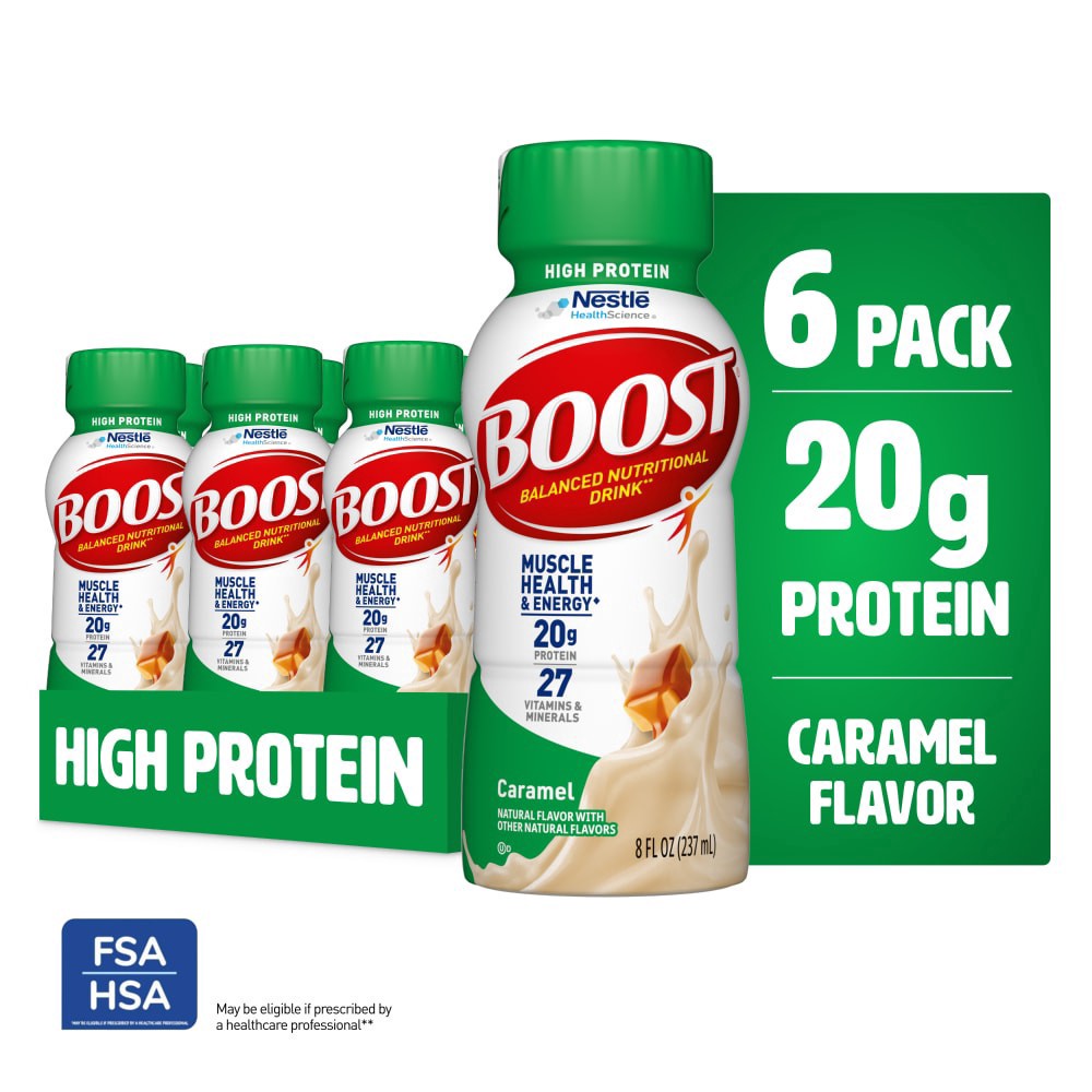 slide 1 of 6, BOOST High Protein Ready to Drink Caramel Protein Shake Multipack, 6 ct; 8 fl oz