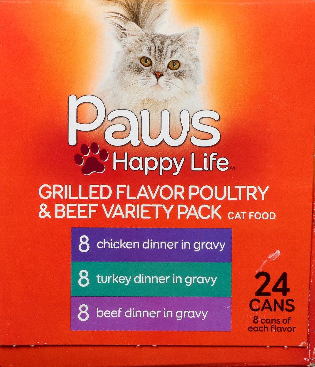 slide 11 of 13, Paws Happy Life Variety Pack Grilled Flavor Poultry & Beef Cat Food 24 ea, 24 ct