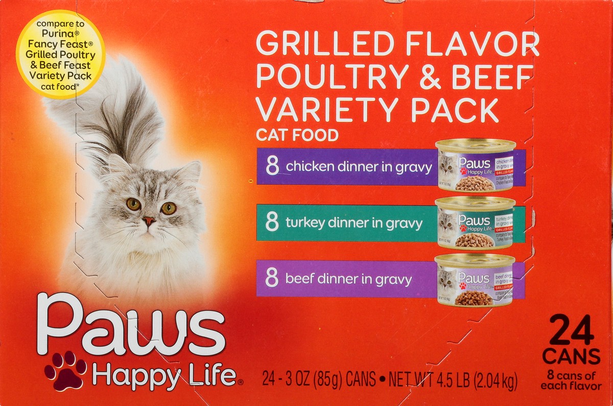 slide 7 of 13, Paws Happy Life Variety Pack Grilled Flavor Poultry & Beef Cat Food 24 ea, 24 ct