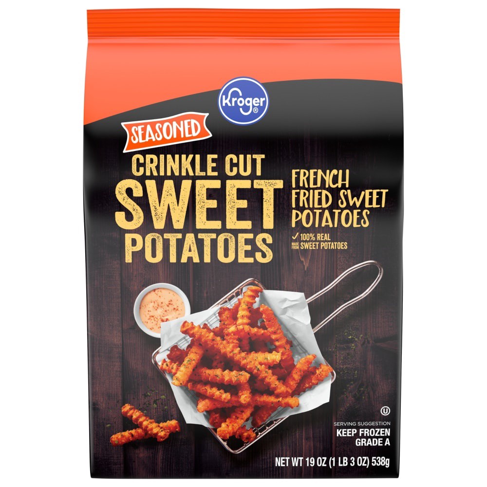 slide 1 of 6, Kroger Crinkle Cut French Sweet Potato Fries, 19 oz