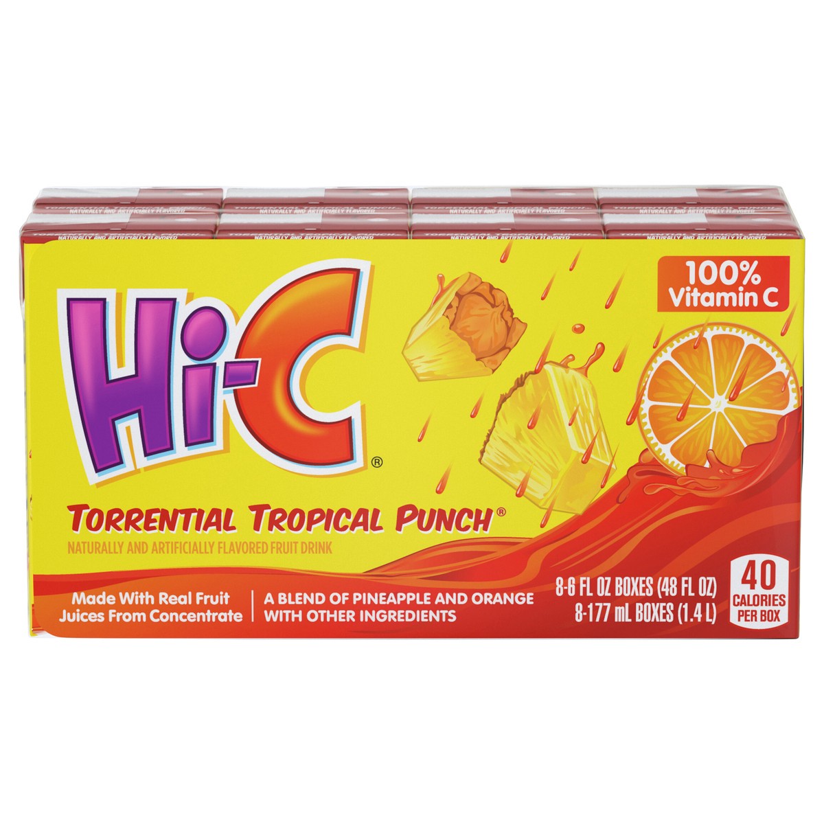 slide 1 of 4, Hi-C Torrential Tropical Punch Cartons, 6 fl oz, 8 Pack, 8 ct