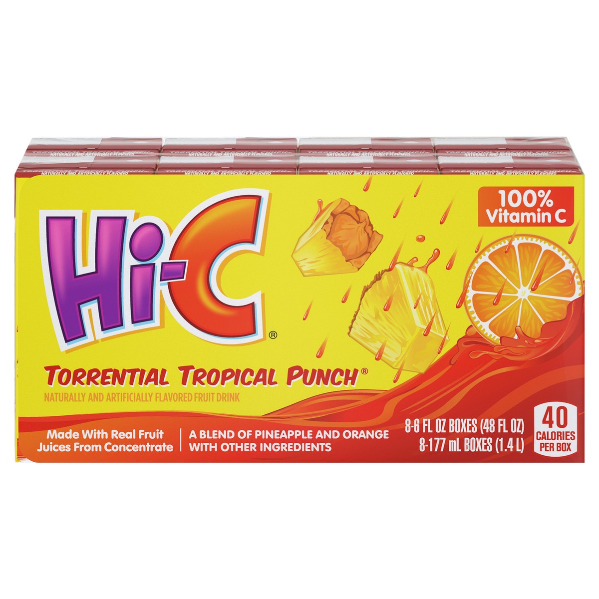 slide 1 of 1, Hi-C Torrential Tropical Punch Cartons, 6 fl oz, 8 Pack, 8 ct; 6 fl oz