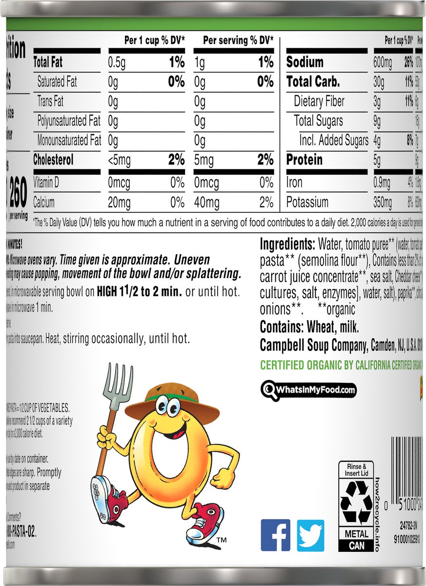 slide 11 of 12, Campbell's SpaghettiOs Organic A to Z's, 15.8 oz. Can, 15.8 oz