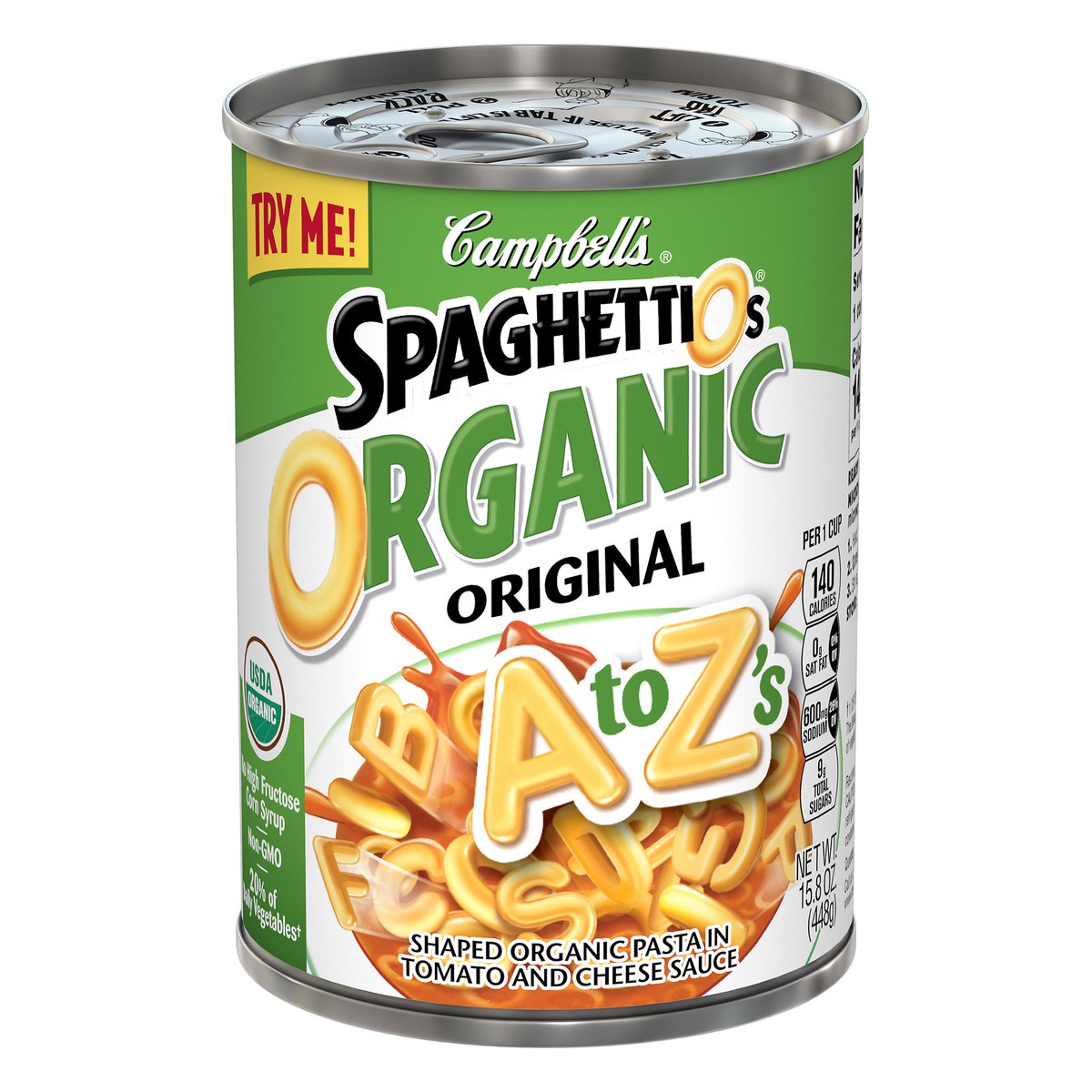 slide 4 of 12, Campbell's SpaghettiOs Organic A to Z's, 15.8 oz. Can, 15.8 oz