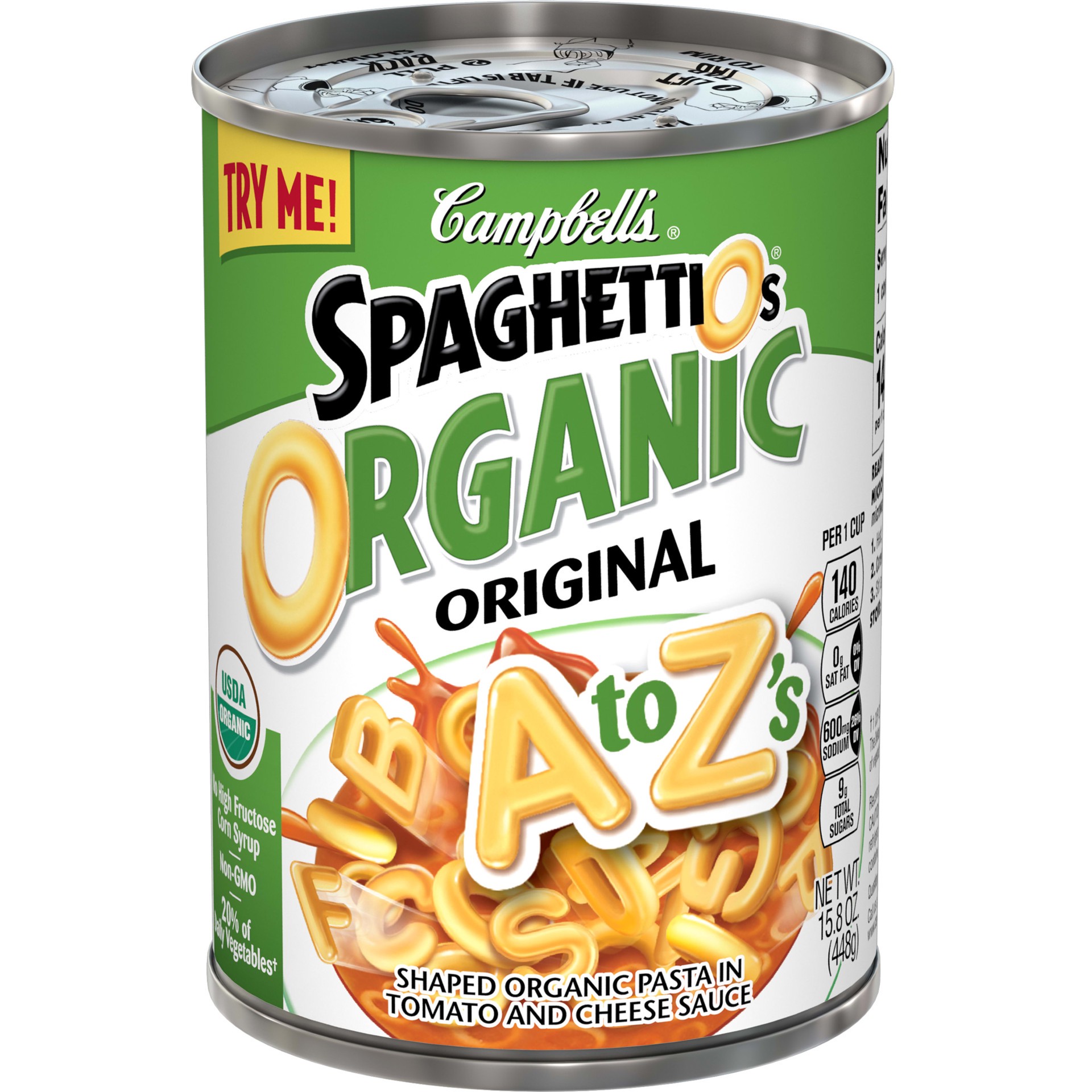 slide 1 of 12, Campbell's SpaghettiOs Organic A to Z's, 15.8 oz. Can, 15.8 oz