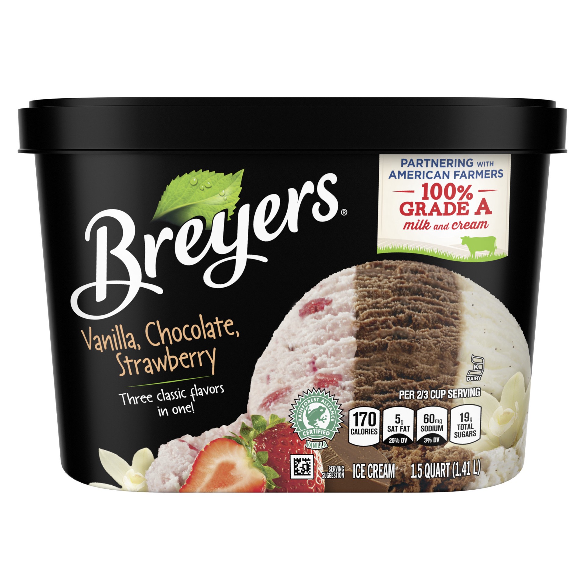 slide 1 of 5, Breyers Breyer's® vanilla, chocolate, strawberry ice cream, 