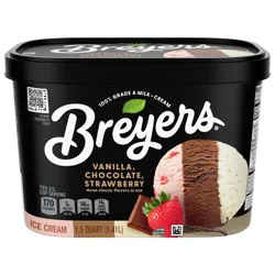 Breyers Original Ice Cream Vanilla Chocolate Strawberry, 48 oz