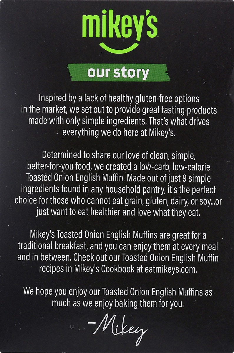 slide 7 of 9, Mikey's Grain Free Toasted Onion English Muffins, 8.8 oz