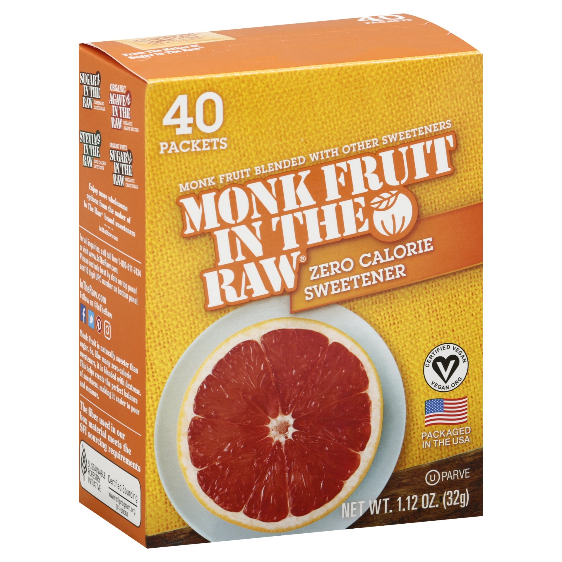 slide 1 of 1, Fruit In the Raw Zero Calorie Sweetener, 40 ct; 1.12 oz