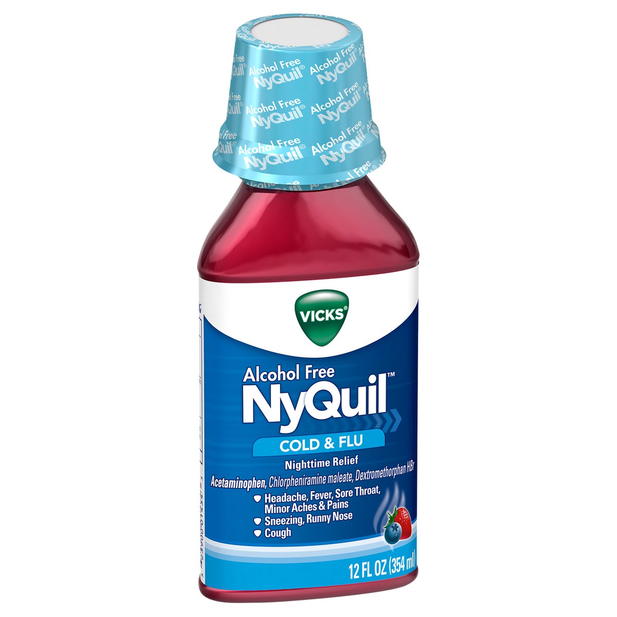 slide 2 of 4, Vicks Nyquil Alcohol Free Cold & Flu Alcohol Free, 12 fl oz