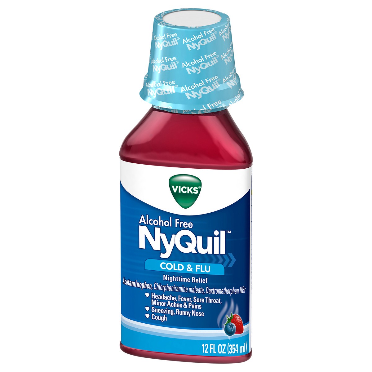 slide 3 of 4, Vicks Nyquil Alcohol Free Cold & Flu Alcohol Free, 12 fl oz