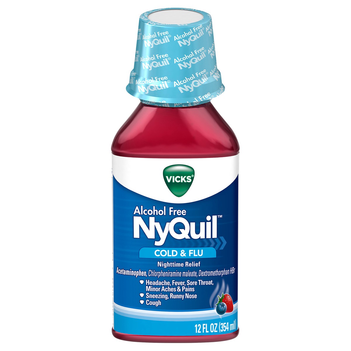 slide 1 of 4, Vicks Nyquil Alcohol Free Cold & Flu Alcohol Free, 12 fl oz