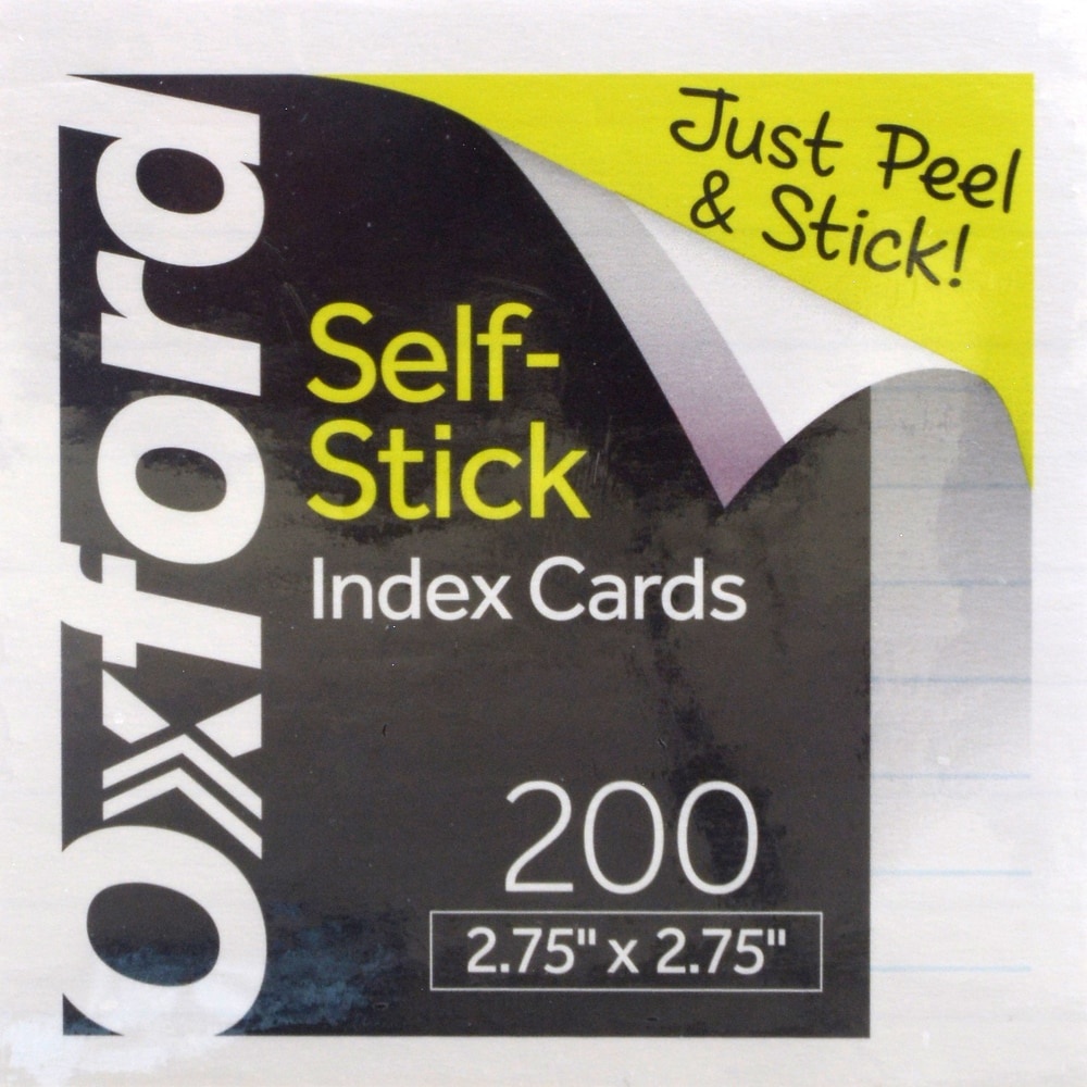 slide 1 of 1, Oxford Self Stick Mini Index Cards - White, 200 ct