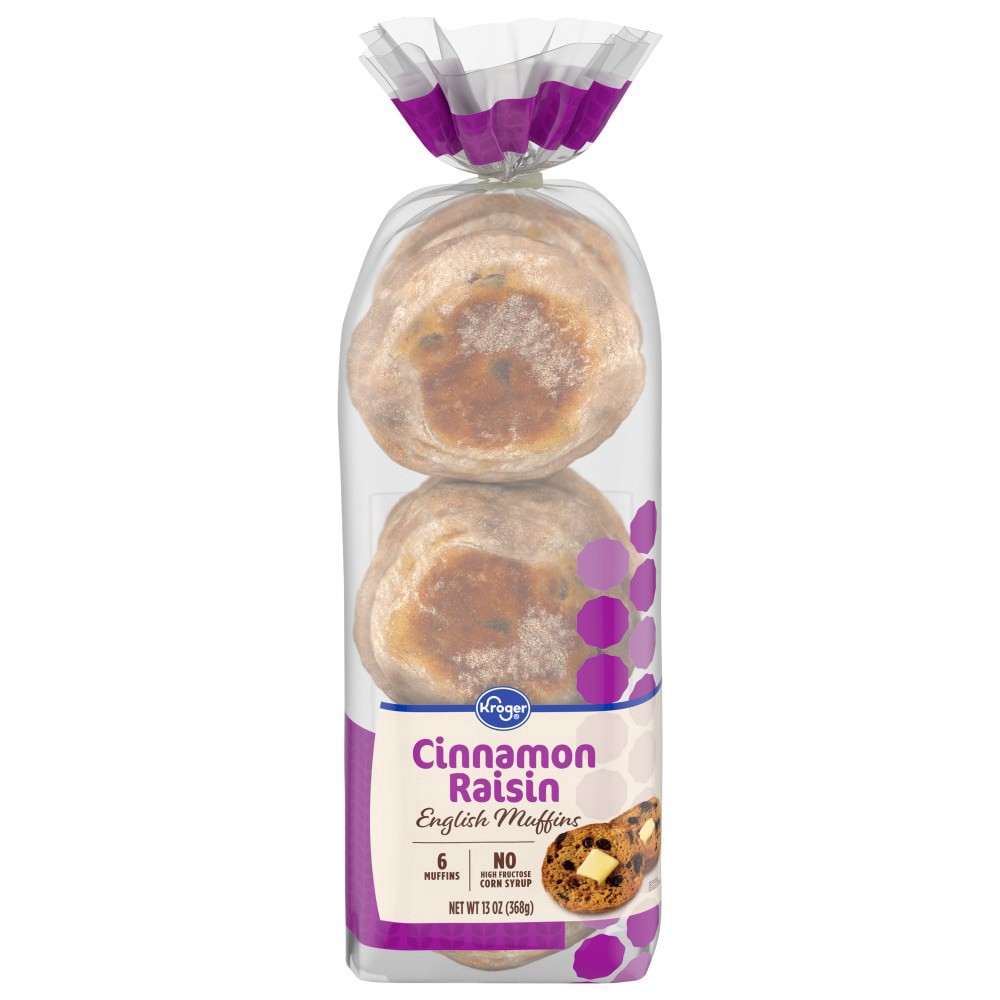 slide 1 of 2, Kroger Cinnamon Raisin English Muffins, 13 oz