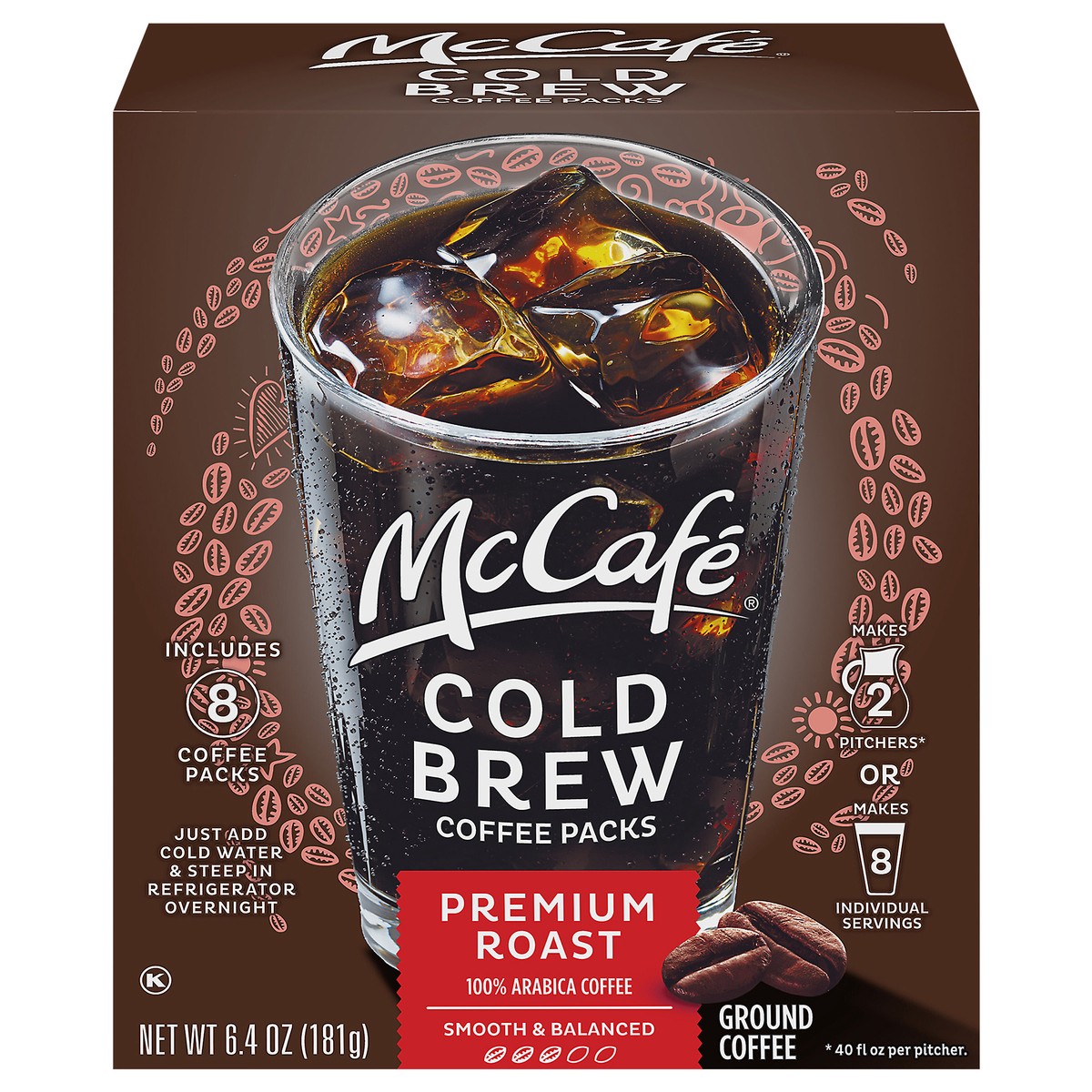 slide 10 of 12, McCafé Premium Roast Roast Cold Brew Coffee Packs, Caffeinated, 8 ct - 6.4 oz Box, 6.4 oz