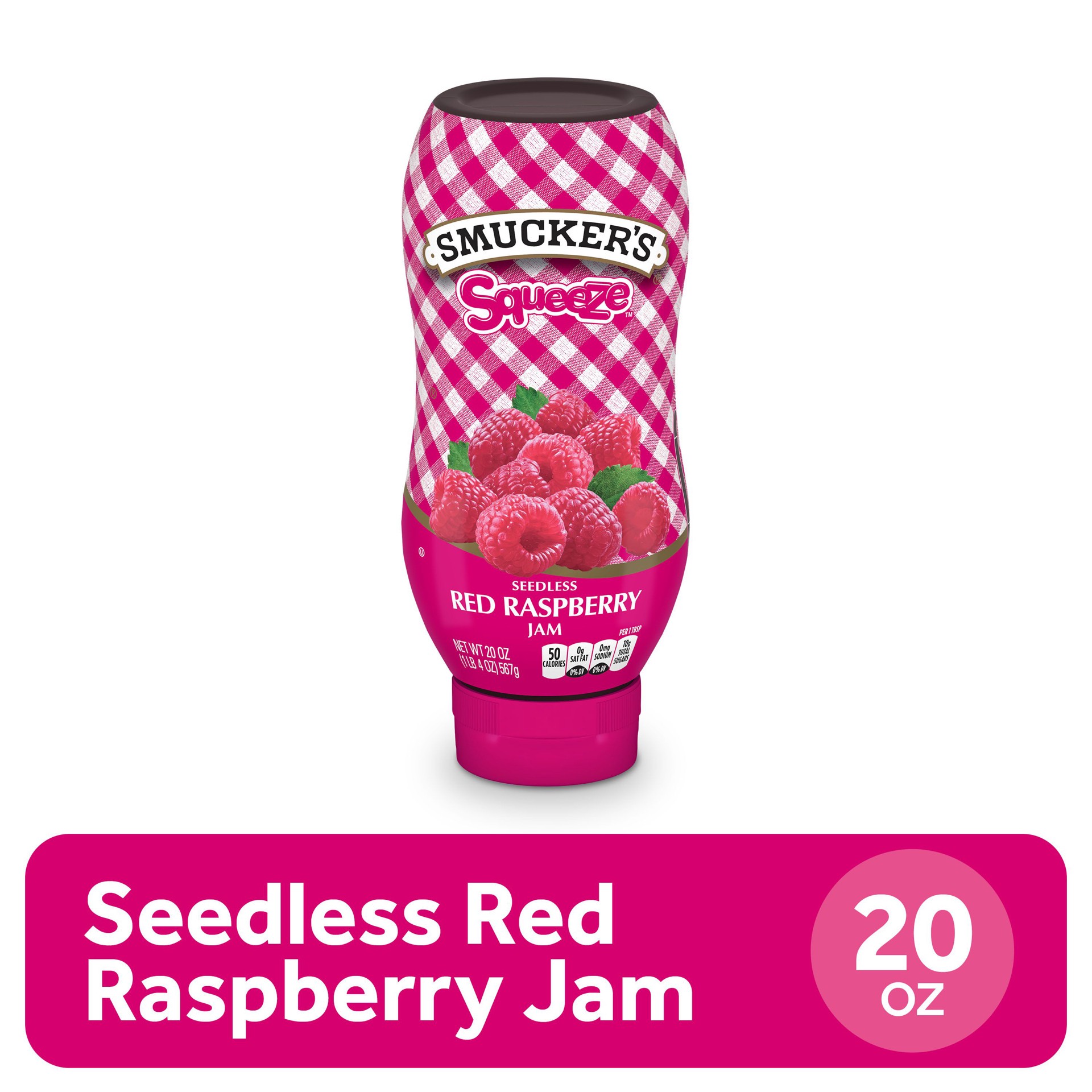 slide 5 of 8, Smucker's Squeeze Seedless Red Raspberry Jam, 20 Oz. Squeezable Bottle, 20 oz