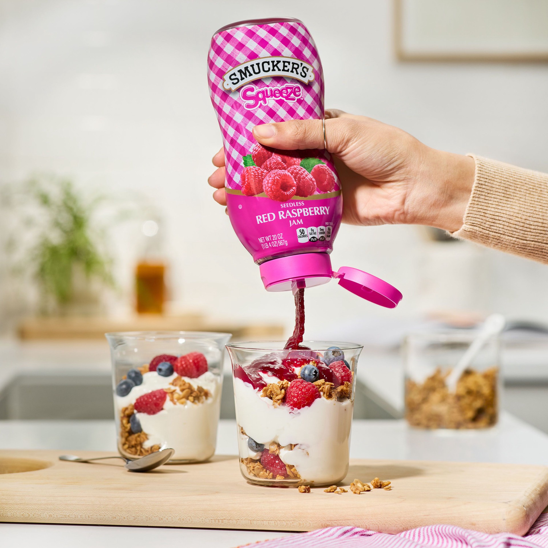 slide 8 of 8, Smucker's Squeeze Seedless Red Raspberry Jam, 20 Oz. Squeezable Bottle, 20 oz