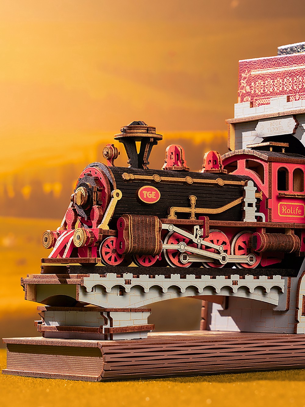 slide 6 of 10, Robotime Rolife Wonderland Century Train Book Nook Kit, 6.54 in x 4.17 in x 17.36 in