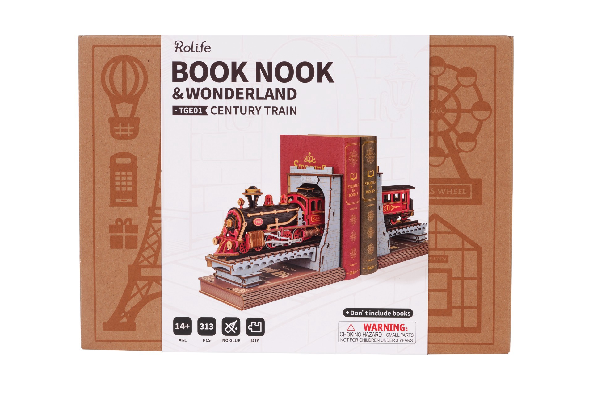 slide 2 of 10, Robotime Rolife Wonderland Century Train Book Nook Kit, 6.54 in x 4.17 in x 17.36 in
