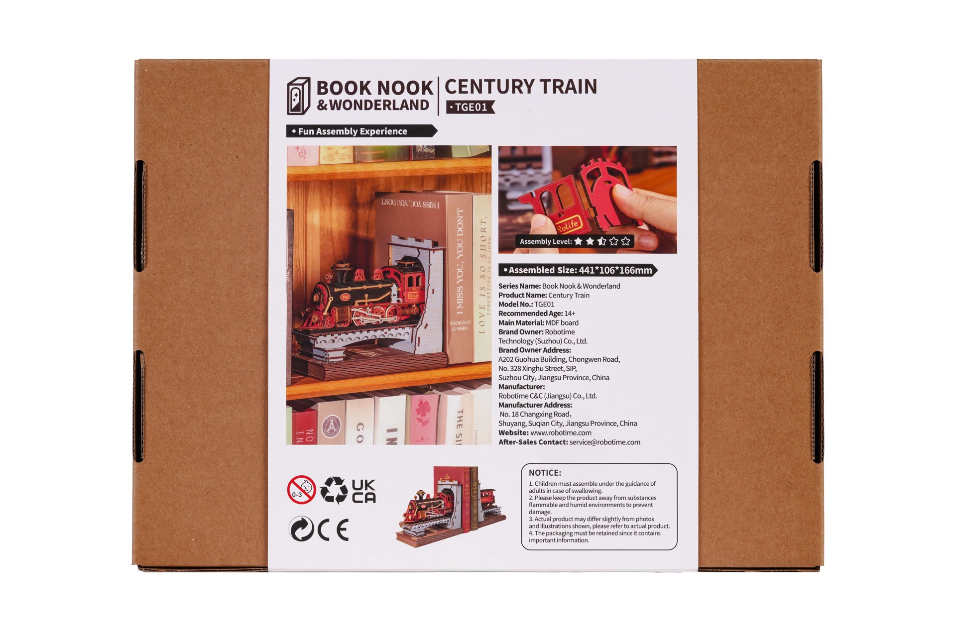 slide 10 of 10, Robotime Rolife Wonderland Century Train Book Nook Kit, 6.54 in x 4.17 in x 17.36 in