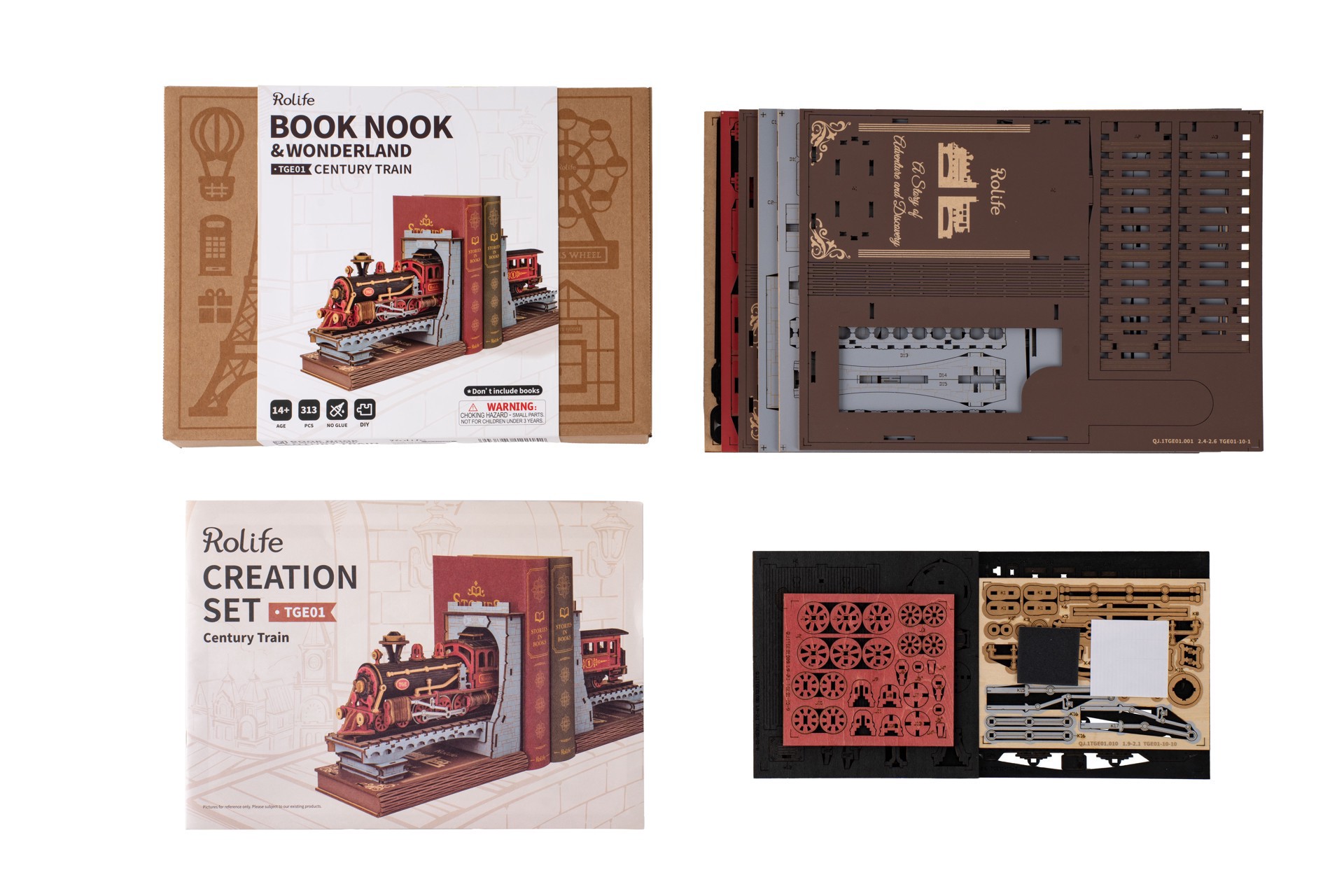slide 7 of 10, Robotime Rolife Wonderland Century Train Book Nook Kit, 6.54 in x 4.17 in x 17.36 in