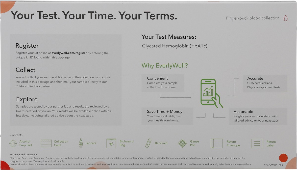 slide 3 of 9, Everywell HbA1c Test 1 ea, 1 ct