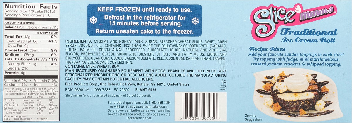 slide 11 of 12, Slice' Mmms Slice'mmms Traditional Ice Cream Roll 32 fl. oz. Box, 32 oz