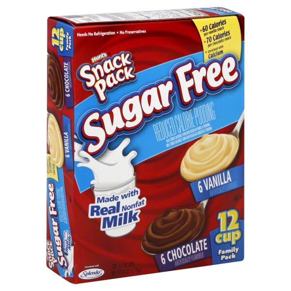 slide 1 of 1, Hunt's Pudding, Sugar Free, Vanilla, Chocolate, Family Pack, 12 ct