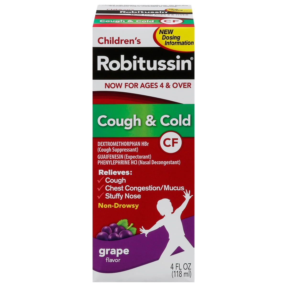 slide 1 of 6, Robitussin Children's Non-Drowsy Grape Flavor Cough & Coldoz, 4 fl oz