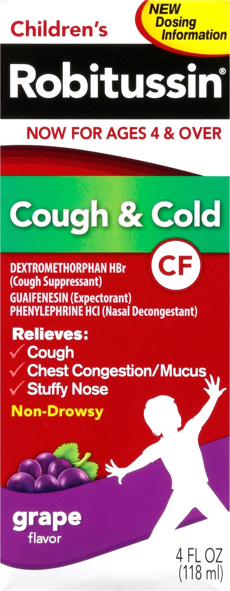 slide 6 of 12, Robitussin Children's Non-Drowsy Grape Flavor Cough & Cold 4 fl oz, 4 fl oz