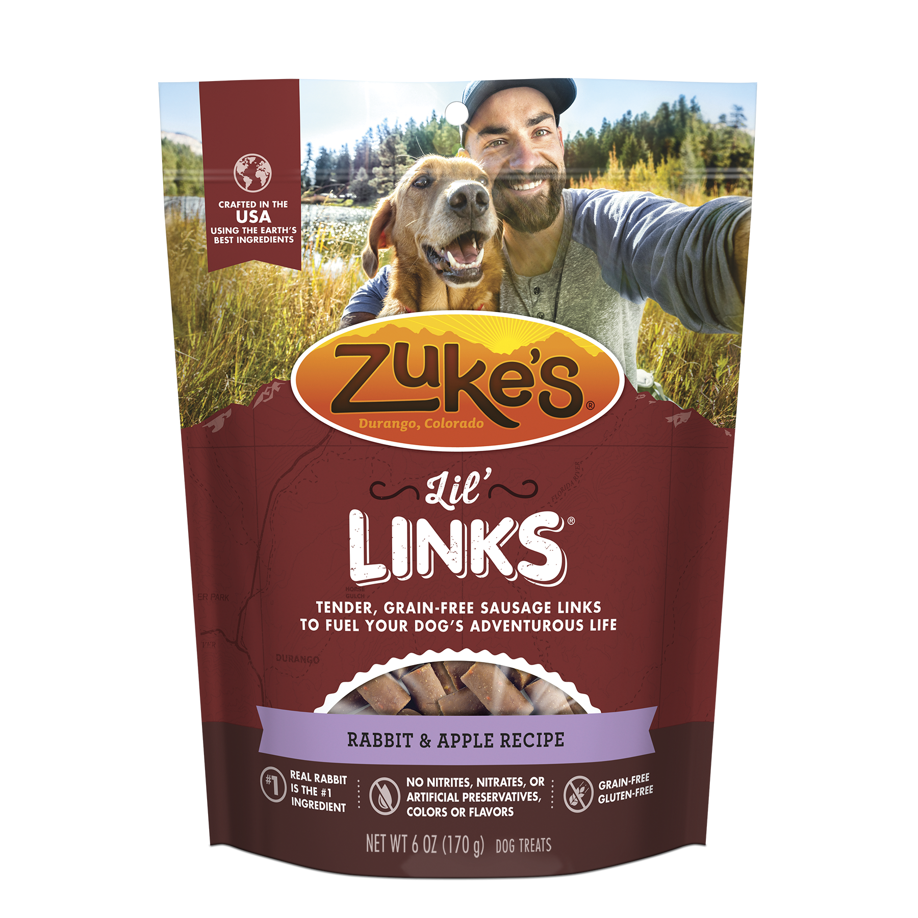 slide 1 of 3, ZUKES Zuke's Lil' Links Grain Free Dog Treats Rabbit & Apple Recipe - 6 oz Bag, 6 oz