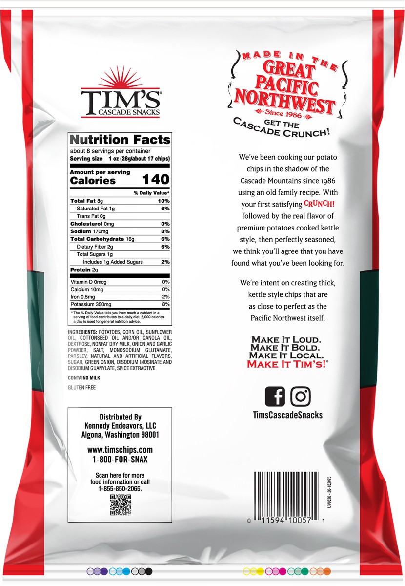 slide 6 of 12, Tim's 7.5 oz Tim's Cascade Sour Cream & Onion Chips, 